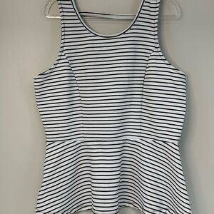 Maurices Black and White Striped Tank Top peplum shirt blouse size XL